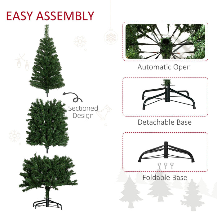 6FT Slim Pencil Artificial Christmas Tree — 618 Tips, Unlit, Space - Saving, Green, Steel Base - Monsta Online