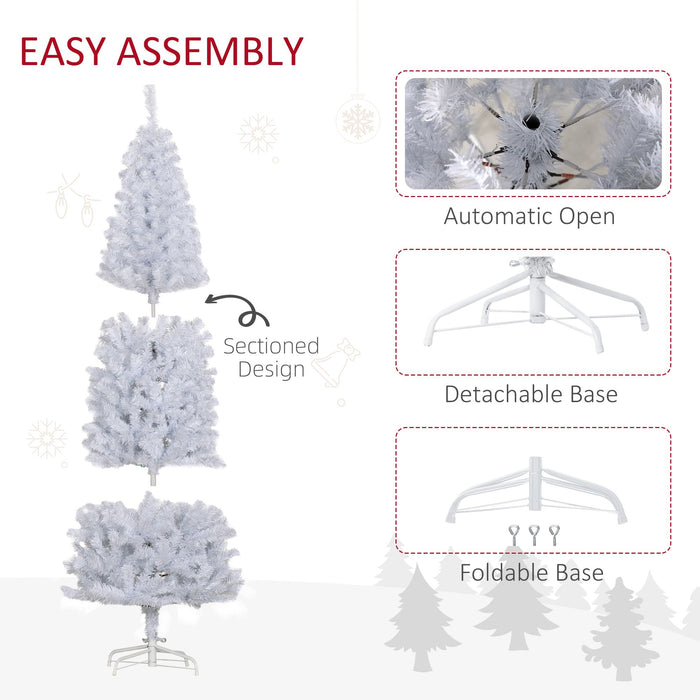 7FT White Pencil Artificial Christmas Tree — 818 Tips, Unlit, Auto - Open, Space - Saving, Steel Base - Monsta Online