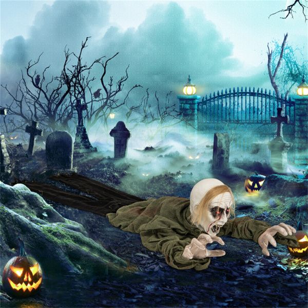 5.2ft Groundbreaker Halloween Animatronic Zombie – Sound Activated Crawling with Spooky Sounds - Monsta Online