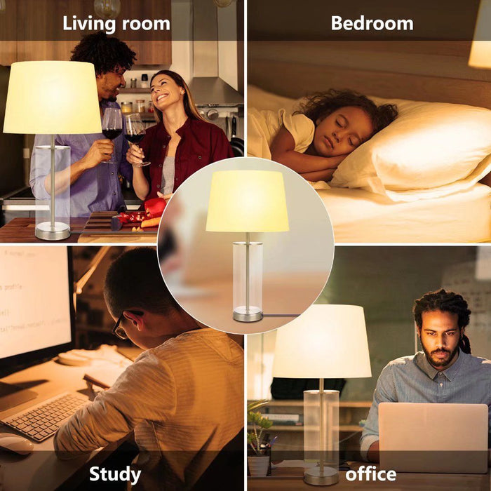 Premium 23" Brass Table Lamp with Glass Accent Base and Soft Fabric Shade - Monsta Online