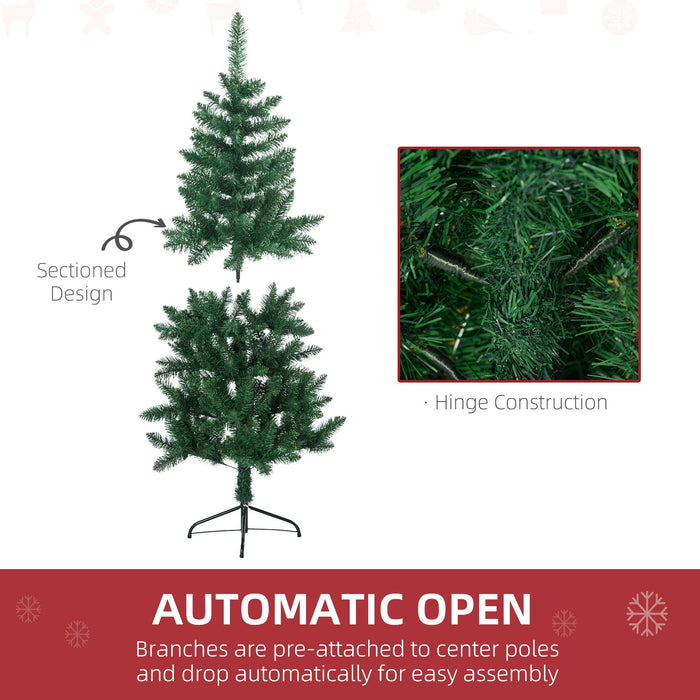 5FT Half Artificial Christmas Tree — 229 Tips, Auto - Open Hinged, Wall - Mounted, Unlit, Steel Base - Monsta Online