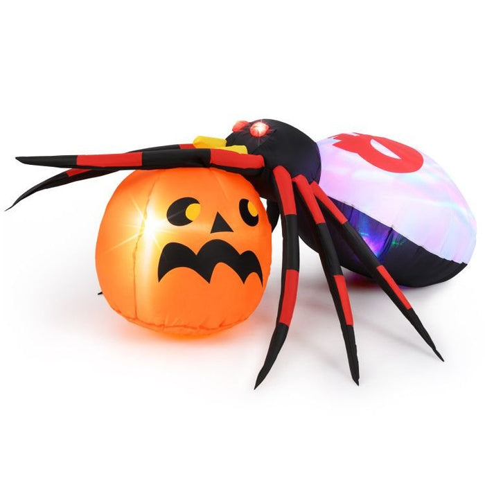 4.9ft Inflatable Halloween Spider with Pumpkin and Rotating LED Lights - Monsta Online