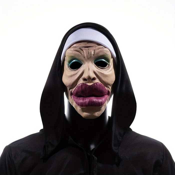 Halloween Nun Purge Mask – Scary Huge Mouth Witch Cosplay Headgear - Monsta Online