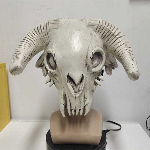 Halloween Cow Skull Horn Mask – Scary Animal Head Latex Costume Prop - Monsta Online