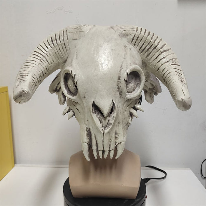 Halloween Cow Skull Horn Mask – Scary Animal Head Latex Costume Prop - Monsta Online