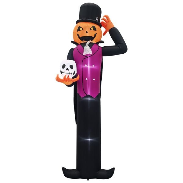 12FT Halloween Inflatable Pumpkin Man Holding Skull with LED Lights - Monsta Online