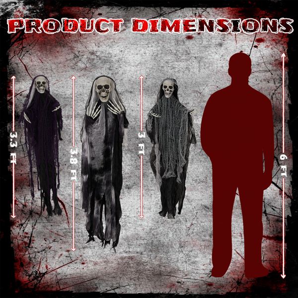 3 - Pack Hanging Skeleton Ghosts Grim Reapers – Halloween Outdoor Decorations - Monsta Online