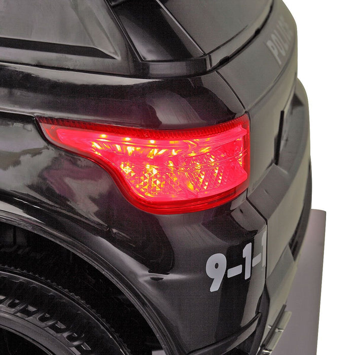 Black 12V Police Ride - On Car for Kids - Remote Control, Siren, Music & Suspension Features - Monsta Online