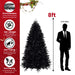 8FT Pre - Lit Black Artificial Christmas Tree — 600 White LED, 2486 Tips, PE+PVC, Hinged, Metal Stand - Monsta Online
