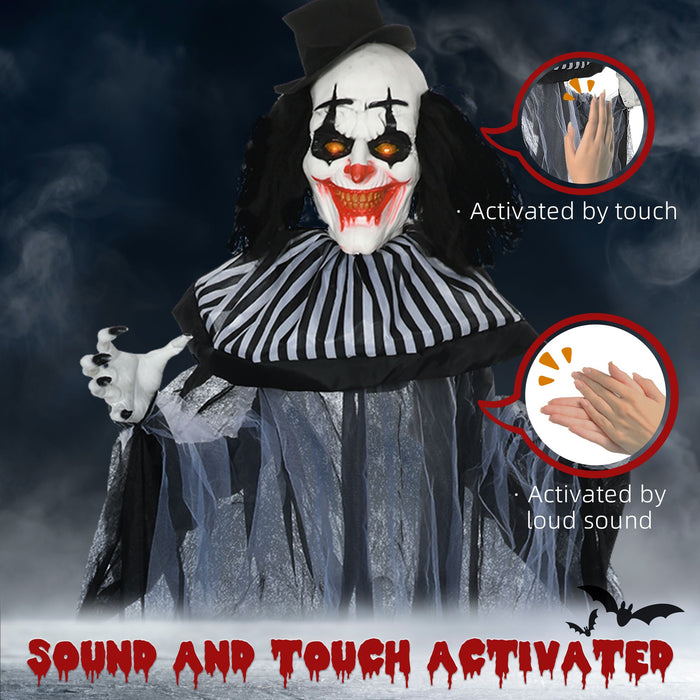 6ft Sound Activated Halloween Animatronic Clown – Shaking Body, Creepy Sounds and Glowing Red Eyes - Monsta Online