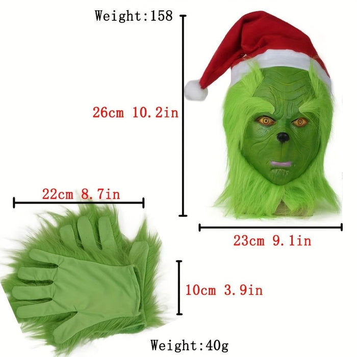 Halloween Green Monster Santa Mask – Cosplay Suit with Mask & Gloves - Monsta Online