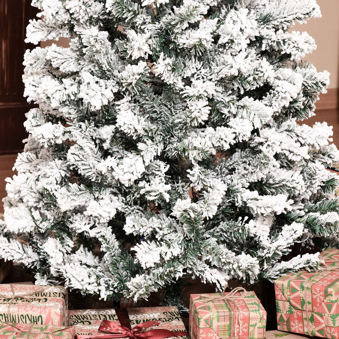 7.5FT Snow Flocked Slim Douglas Fir Pre - Lit Artificial Christmas Tree — 350 Warm White LEDs, 641 Tips - Monsta Online