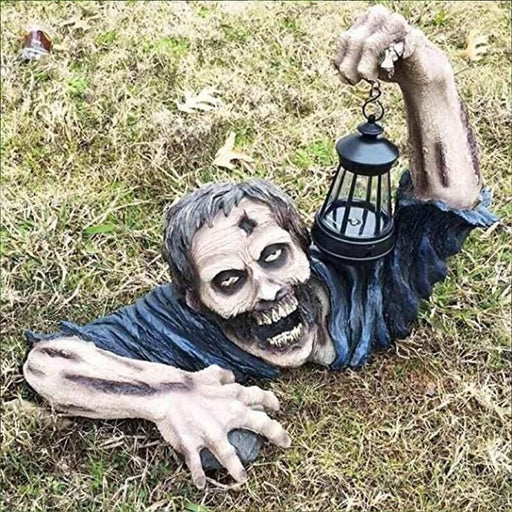 Halloween Zombie Crawling Horror Decor, Scary Led Lights Zombie Holding Lantern Outdoor Figurine Light - Monsta Online