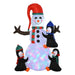 6FT Prelit Inflatable 3 Penguins Building Snowman with Swirling LED Lights - Outdoor Christmas Decoration - Monsta Online