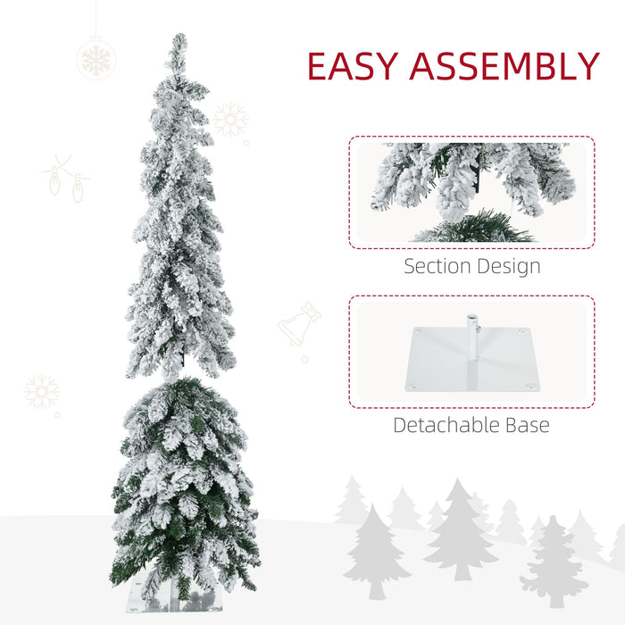 4FT Snow Flocked Pre - Lit Artificial Christmas Tree — 100 LED Lights, Warm White/Multicolor, 225 Tips, Downswept - Monsta Online
