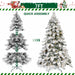 7FT Pre - Lit Flocked Artificial Christmas Tree — 360 Warm LED, Memory Wire, 890 Tips, Hinged, Metal Stand - Monsta Online