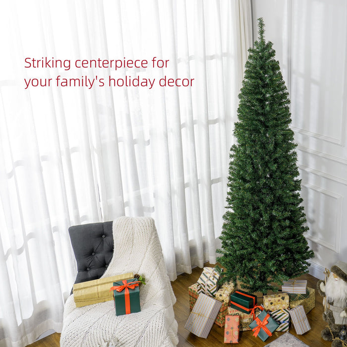 7FT Slim Pencil Artificial Christmas Tree — 818 Tips, Unlit, Auto - Open, Space - Saving, Steel Base - Monsta Online