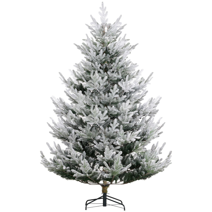 7.5FT Flocked Artificial Christmas Tree — 1218 Nordic Pine Tips, Unlit, Auto - Open, Hinged, Steel Base - Monsta Online