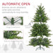 6FT Flocked Artificial Christmas Tree — 1821 Tips, Unlit, Auto - Open Hinged, Wide Full Shape, Metal Base - Monsta Online