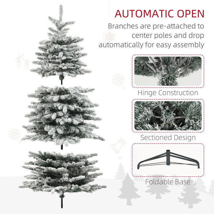 6.5FT Snow Flocked Pre - Lit Artificial Christmas Tree — 400 Dual - Color LEDs, 11 Modes, 990 Tips, Remote - Monsta Online