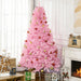 7FT Pink Artificial Christmas Tree — 1288 Tips, Unlit, Wide Shape, Auto - Open Hinged, Steel Base - Monsta Online