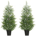 Set of 2 - 4FT Norfolk Pine Artificial Christmas Trees — 133 Molded Tips, Unlit, Tabletop, Pot Base - Monsta Online