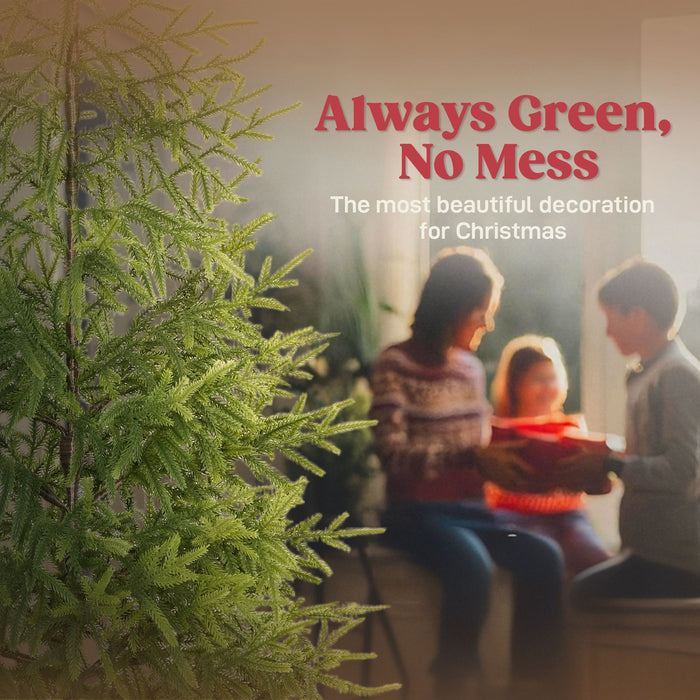 Set of 2 - 4FT Norfolk Pine Artificial Christmas Trees — 133 Molded Tips, Unlit, Tabletop, Pot Base - Monsta Online