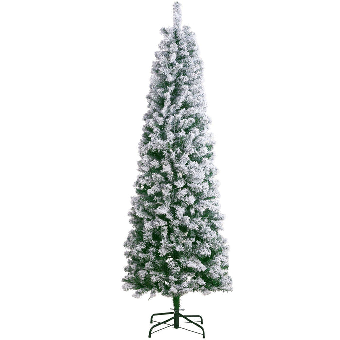 6.5FT Pre - Lit Flocked Artificial Christmas Tree — 814 Tips, 250 LEDs - Monsta Online