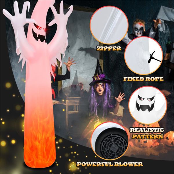 12FT Halloween Inflatable Ghost with Flame Light - Monsta Online