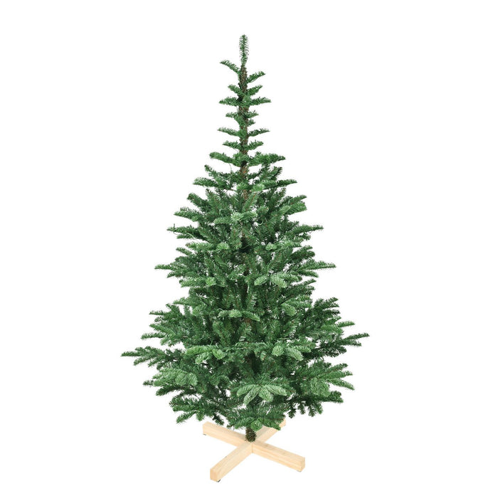 8FT Pre - Lit Artificial Christmas Tree — 500 Warm LED, Wooden Base, 1307 Tips, PE+PVC, Rustic Style - Monsta Online