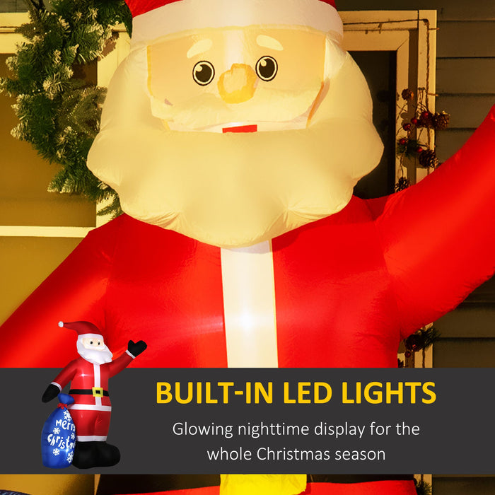 8FT Prelit Inflatable Smiling Santa Claus with Gift Bag and LED Lights - Outdoor Christmas Decoration - Monsta Online
