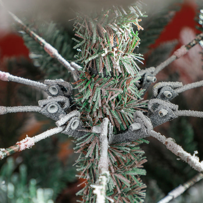9FT Snow Flocked Artificial Christmas Tree — 1939 Tips, Unlit, Auto - Open Hinged, Nordic Pine, Steel Base - Monsta Online