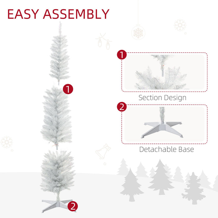 7FT White Pencil Pre - Lit Artificial Christmas Tree — 250 Multi - Color LEDs, 500 Tips, 8 Light Modes, Space - Saving - Monsta Online