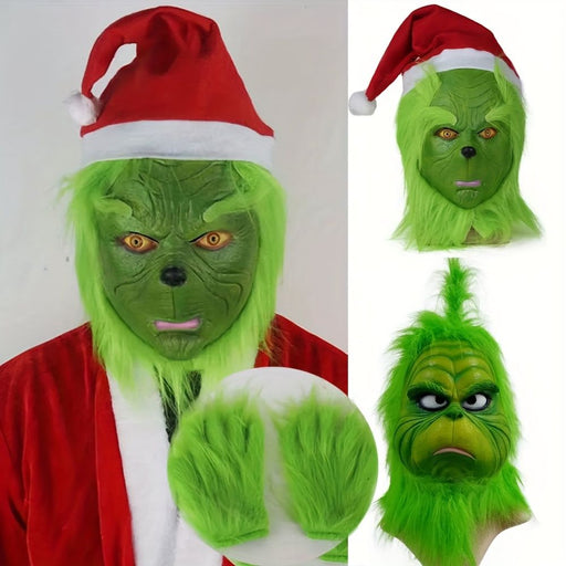 Halloween Green Monster Santa Mask – Cosplay Suit with Mask & Gloves - Monsta Online