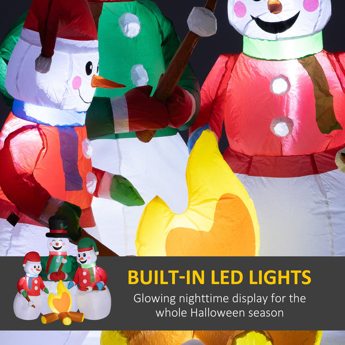 5FT Prelit Inflatable Snowman Family Roasting Marshmallows with LED Lights - Outdoor Christmas Decoration - Monsta Online