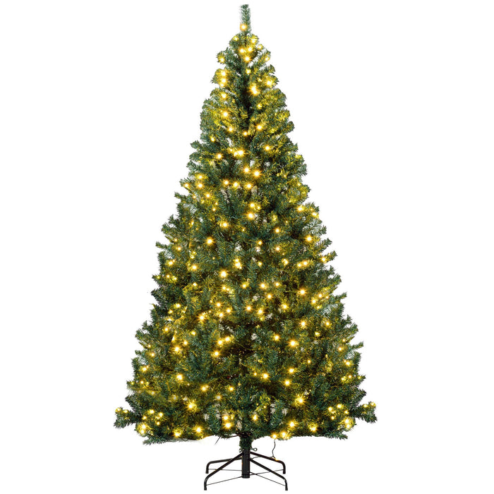 7.5FT Pre - Lit Artificial Christmas Tree — 1346 Tips, 500 Warm White LED Lights, Full, Metal Base - Monsta Online