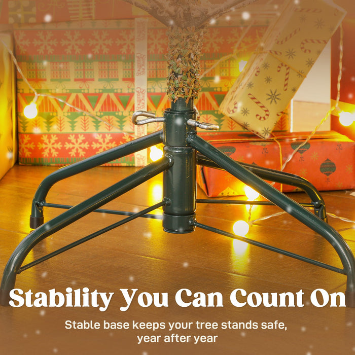 6FT Snow Flocked Full Spruce Artificial Christmas Tree — 1207 Tips, Unlit, Auto - Open Hinged, Wide, Metal Base - Monsta Online