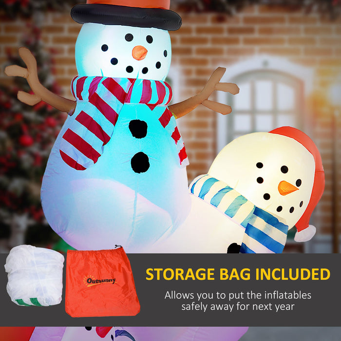 8FT Inflatable Three Stacked Snowmen with LED Lights - Outdoor Christmas Decoration - Monsta Online