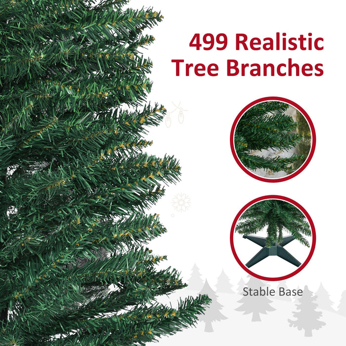 7FT Pencil Artificial Christmas Tree — 499 Tips, Unlit, Slim, Green, Plastic Stand - Monsta Online