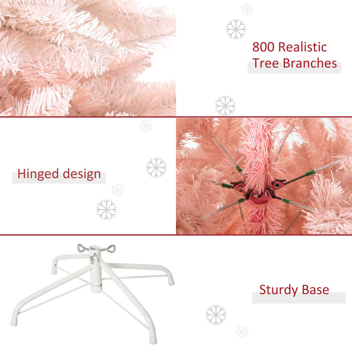 6FT Pink Spruce Artificial Christmas Tree — 800 Tips, Unlit, Auto - Open, Full Realistic Branches, Metal Base - Monsta Online