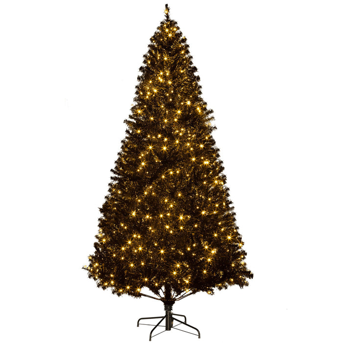 7.5FT Pre - Lit Black Artificial Christmas Tree — 500 Warm LED Lights, 1346 Tips, Hinged, Metal Stand - Monsta Online