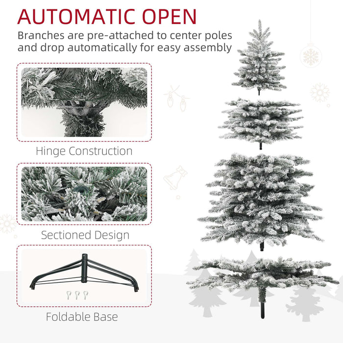 7.5FT Snow Flocked Pre - Lit Artificial Christmas Tree — 500 Dual - Color LEDs, 11 Modes, 1264 Tips, Remote - Monsta Online