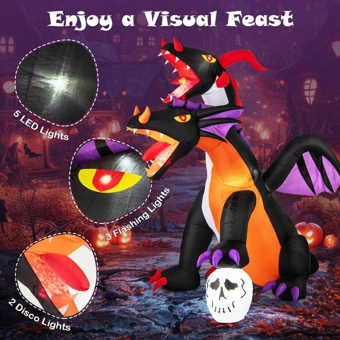 8ft Inflatable Twin - Headed Dragon with LED Lights - Monsta Online