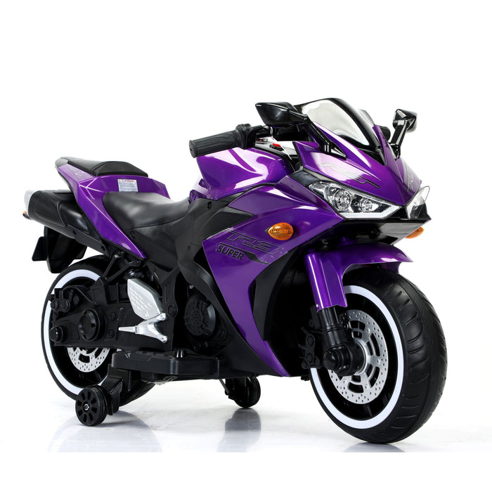12V Ride - On Kids Electric Motorcycle with Throttle and Lighted Training Wheels - Monsta Online