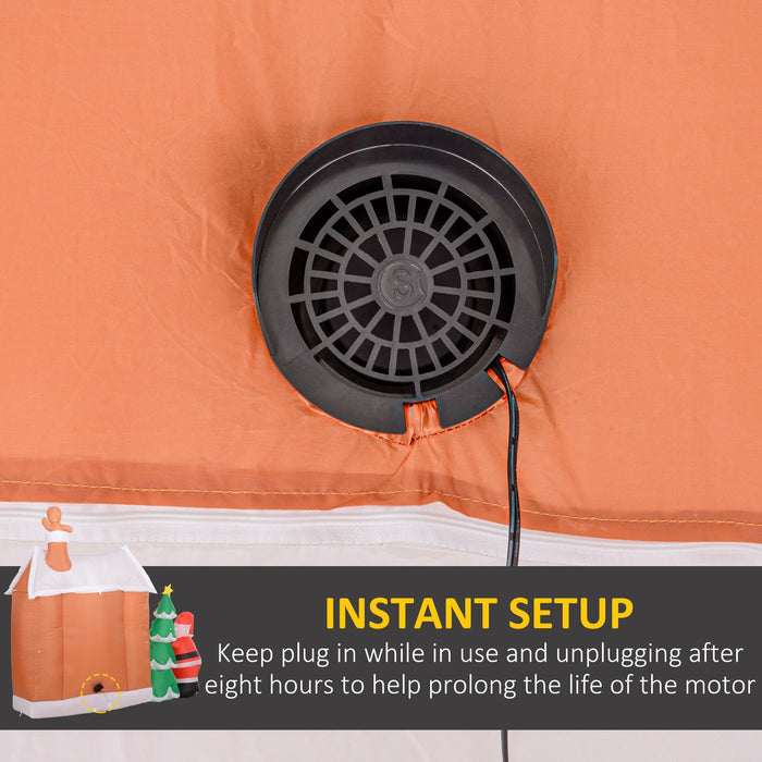 7FT Prelit Inflatable Gingerbread House with Santa & Christmas Tree and LED Lights - Outdoor Christmas Decoration - Monsta Online