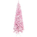 7.5FT Flocked Pink Pencil Artificial Christmas Tree — 800 Snow Tips, Unlit, Auto - Open, Slim Space - Saving - Monsta Online