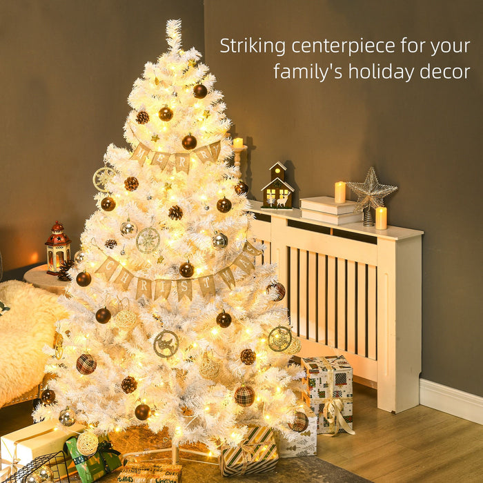 6FT White Pre - Lit Artificial Christmas Tree — 250 Warm White LEDs, 859 Tips, Auto - Open Hinged, Full Shape - Monsta Online