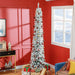 8FT Snow Flocked Pencil Artificial Christmas Tree — 603 Tips, Unlit, Slim Space - Saving, Metal Base - Monsta Online
