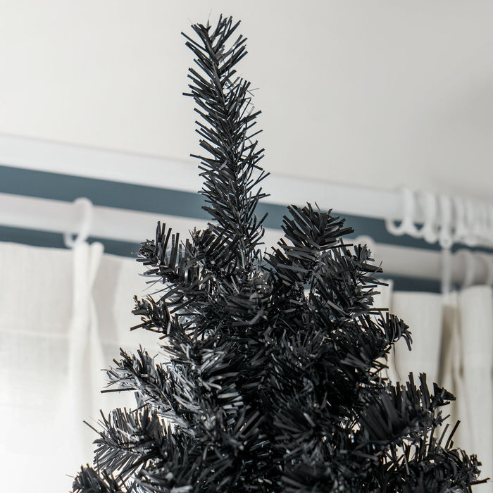 8FT Black Pencil Artificial Christmas Tree — 1168 Tips, Slim Space - Saving, Unlit, Steel Base - Monsta Online