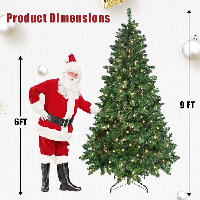 9FT Pre - Lit Smart Artificial Christmas Tree — 620 WiFi RGB LED, Music Sync, App Control, Hinged, Metal Stand - Monsta Online